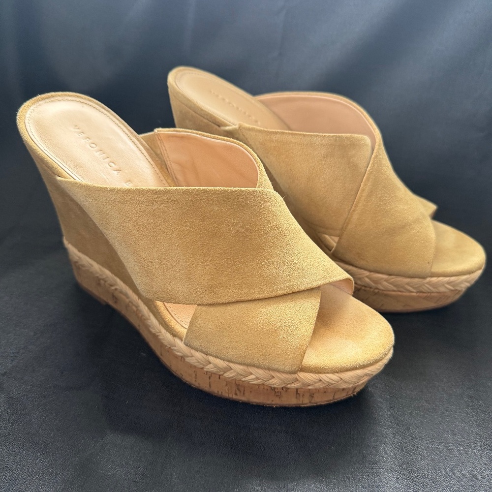 Veronica Beard Suede Espadrille Wedge Sandals